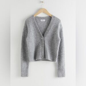 &Other Stories Gray Dinosaur Cardigan, Size XS, Mint Condition